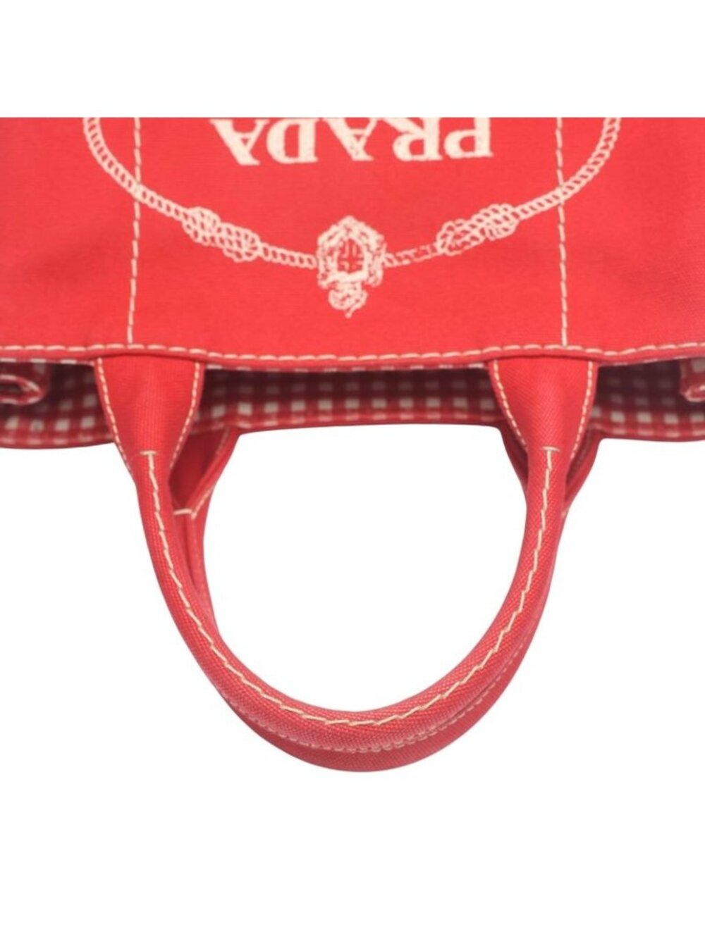 Prada 1 Bg439 Canvas Tote Bag Canapa Mini Red - Picture 10 of 10